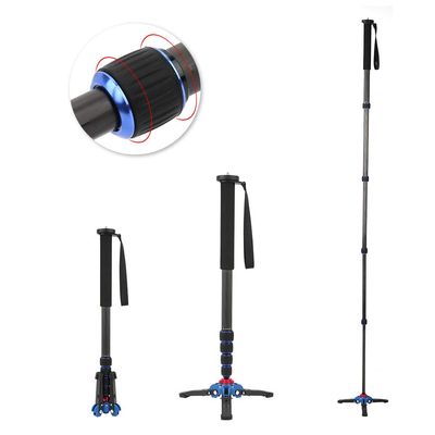 Carbon Fiber Portable Outdoor Telescopic Monopod Tripod, Lightweight, 5 Sections, Space Saving, Quick Locking System,8kg, Foam Handle and Bag for DSLR Camera