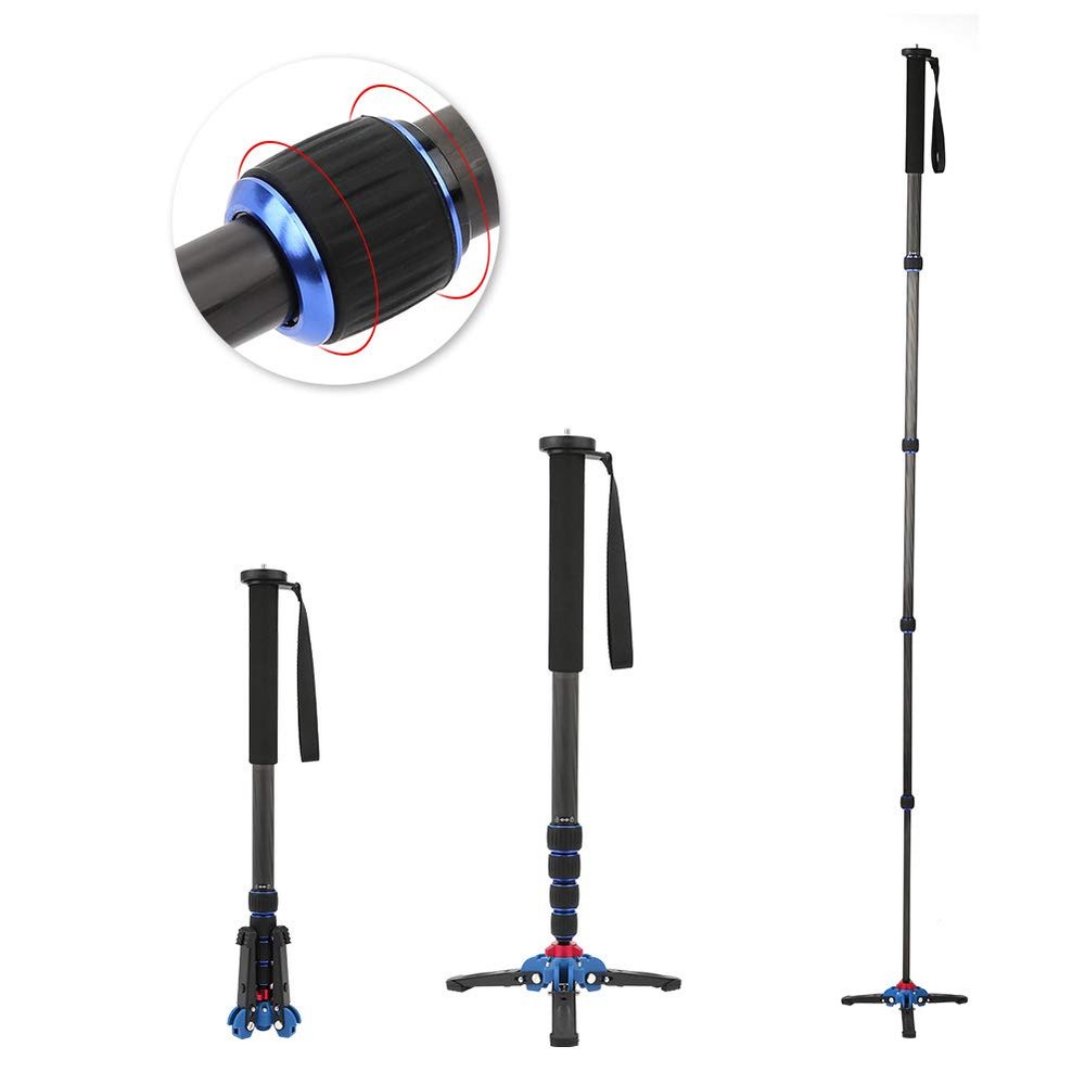 Carbon Fiber Portable Outdoor Telescopic Monopod Tripod, Lightweight, 5 Sections, Space Saving, Quick Locking System,8kg, Foam Handle and Bag for DSLR Camera