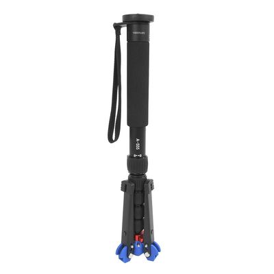 A555+M-2 Camera Monopod, Portable Aluminum Alloy 6-Section Adjustable Height, Hand Strap, Ergonomic Design, 360 Rotation, for Camera Photograph Accessory