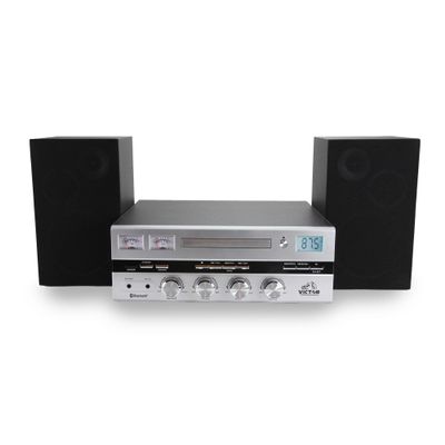 Victor VDTS-4450 Milwaukee 50 Watt Desktop CD Stereo System with Bluetooth, Square VU Meters, Remote Control, and Detached Speakers  Ideal for Home or Office Music Listening