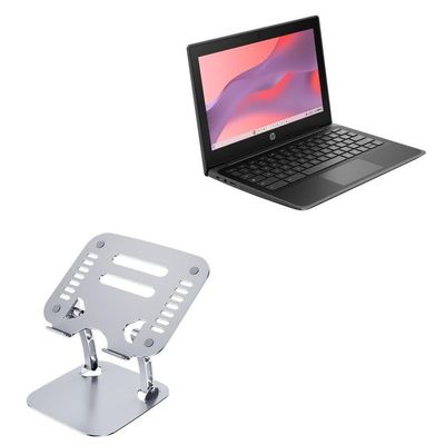 BoxWave Stand and Mount Compatible with HP Fortis G10 Chromebook (11.6 in) - Executive VersaView Laptop Stand, Ergonomic Adjustable Viewing Angle Metallic Riser - Metallic Silver