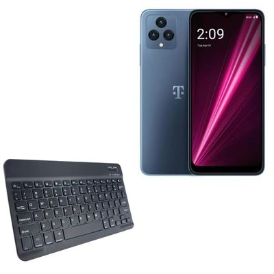 BoxWave Keyboard Compatible with T-Mobile 6X 5G - SlimKeys Bluetooth Keyboard, Portable Thin with Chiclet-Style Keys - Jet Black