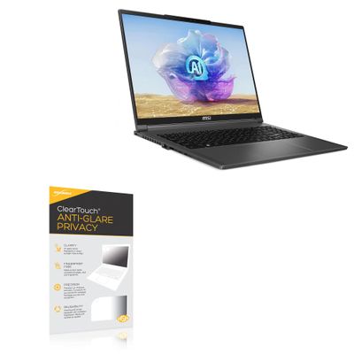 BoxWave Screen Protector Compatible with MSI CreatorPro 16 AI Studio (16 in) - ClearTouch Anti-Glare Privacy (2-Pack), Privacy Screen Protector Flexible Film Anti-Glare
