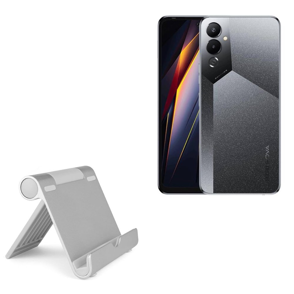 BoxWave Stand and Mount Compatible with Tecno Pova 4 - VersaView Aluminum Stand, Portable, Multi Angle Viewing Sturdy