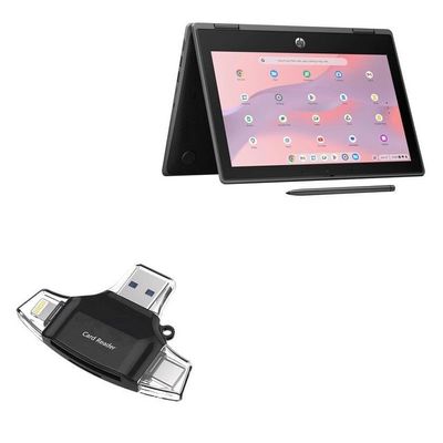BoxWave Smart Gadget Compatible with HP Fortis x360 G5 Multi-Touch Chromebook (11.6 in) - AllReader SD Card Reader, microSD Card Reader SD Compact USB - Jet Black