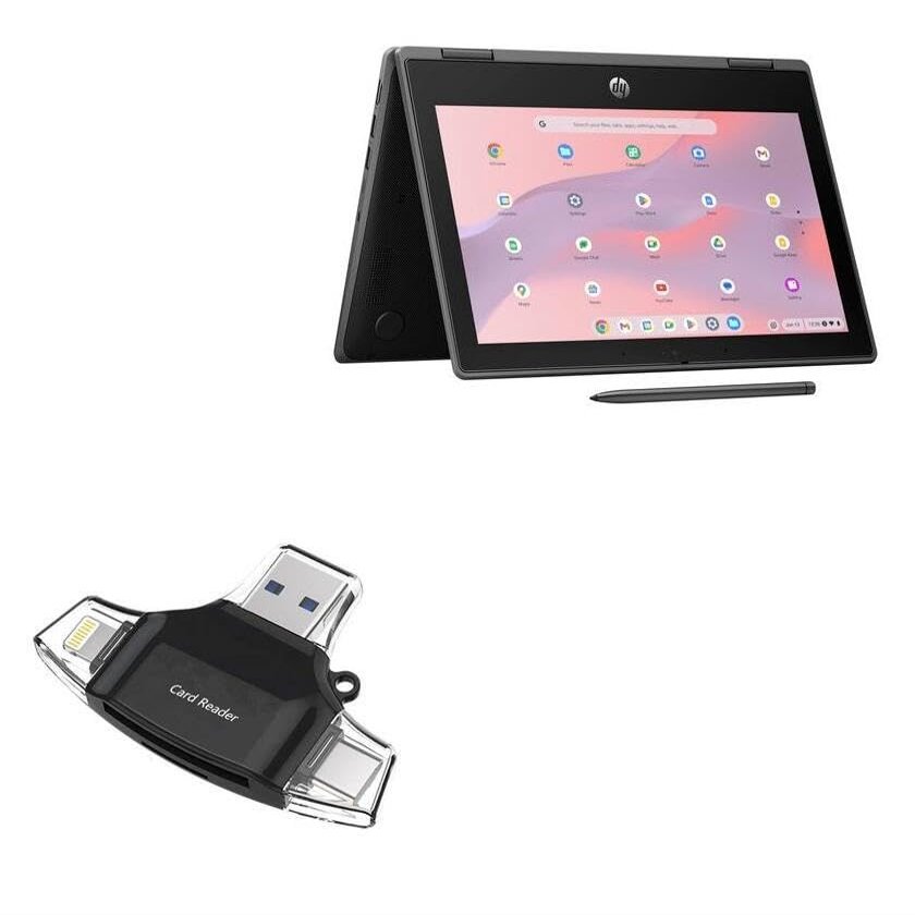 BoxWave Smart Gadget Compatible with HP Fortis x360 G5 Multi-Touch Chromebook (11.6 in) - AllReader SD Card Reader, microSD Card Reader SD Compact USB - Jet Black