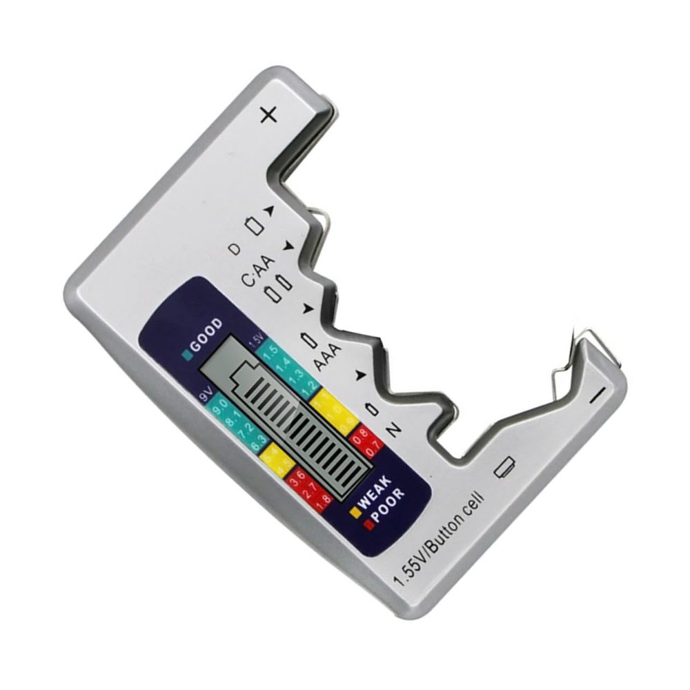 Yardenfun Digital Battery Checker Abs Material LCD Screen Color Range Indicator Portable Power Tester