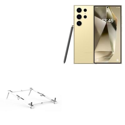 BoxWave Stand and Mount Compatible with Samsung Galaxy S24+ - Pocket Aluminum Stand 3-in-1, Portable Multi Angle Viewing Riser - Metallic Silver