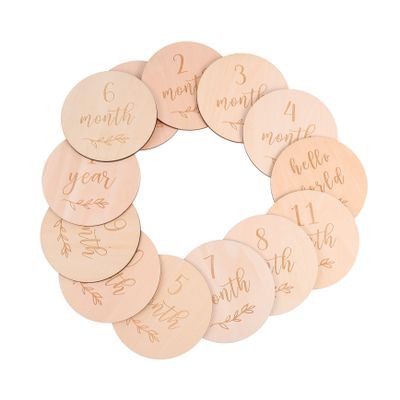 Abaodam Newborn Milestone Cards Wooden Baby Months Signs Monthly Baby Milestone for Pregnant Couples
