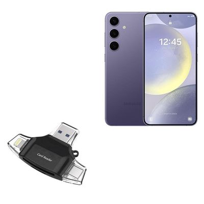 BoxWave Smart Gadget Compatible with Samsung S24+ - AllReader SD Card Reader, microSD Card Reader SD Compact USB - Jet Black