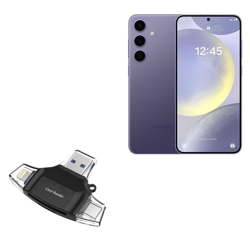 BoxWave Smart Gadget Compatible with Samsung S24+ - AllReader SD Card Reader, microSD Card Reader SD Compact USB - Jet Black