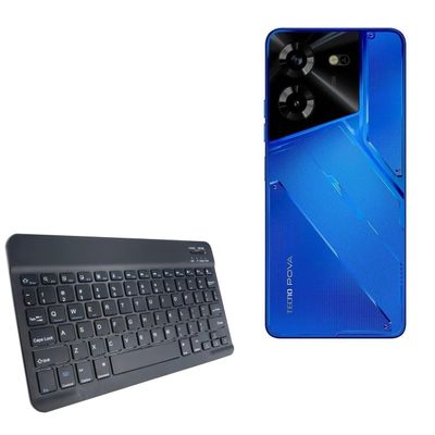 BoxWave Keyboard Compatible with Tecno Pova 5 - SlimKeys Bluetooth Keyboard, Portable Thin with Chiclet-Style Keys - Jet Black