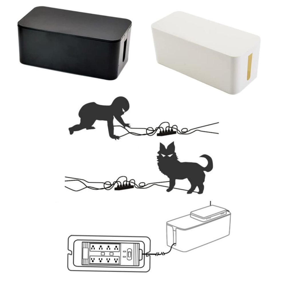 jojofuny Power Strip Organizer Box Large White Plastic Cord Management for Hiding Wires and Outlets Durable and Scratch Resistant for Use