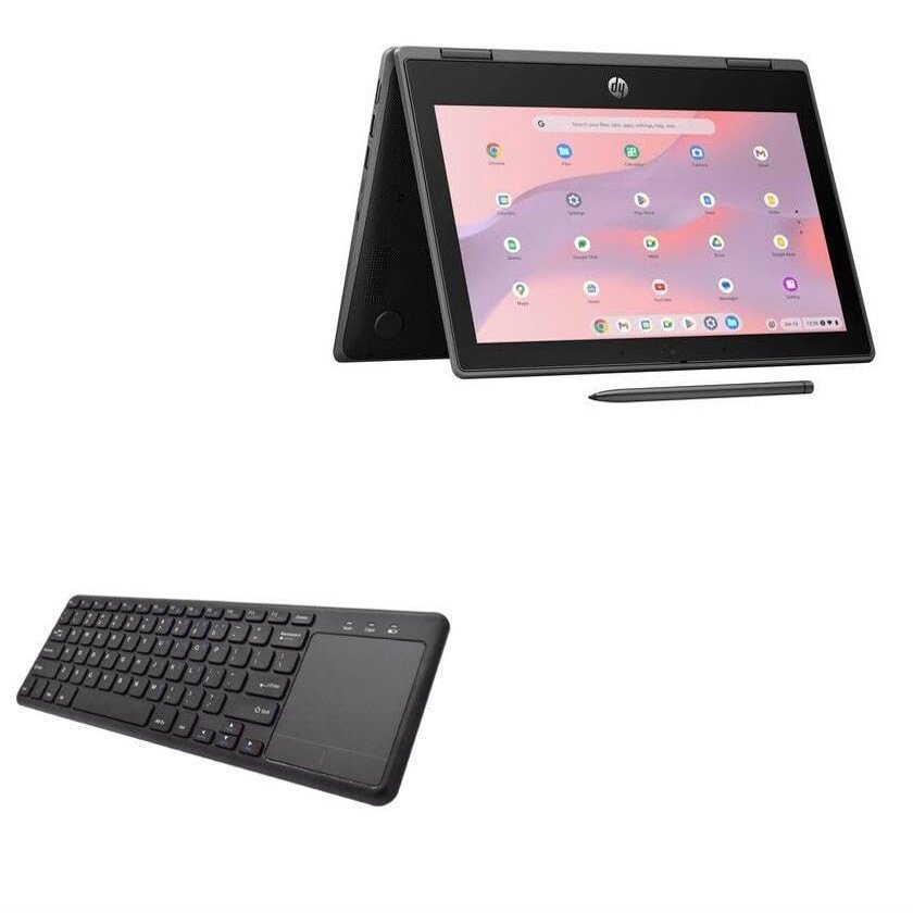 BoxWave Keyboard Compatible with HP Fortis x360 G5 Multi-Touch Chromebook (11.6 in) - MediaOne Keyboard with TouchPad, USB Fullsize PC Wireless TrackPad - Jet Black