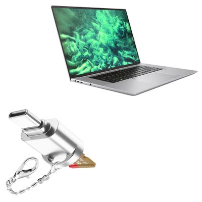 BoxWave Adapter Compatible with HP ZBook Studio G10 (16 in) - Micro SD Card miniReader, USB Type-C OTG Reader USB3.0 Adapter Keychain - Metallic Silver