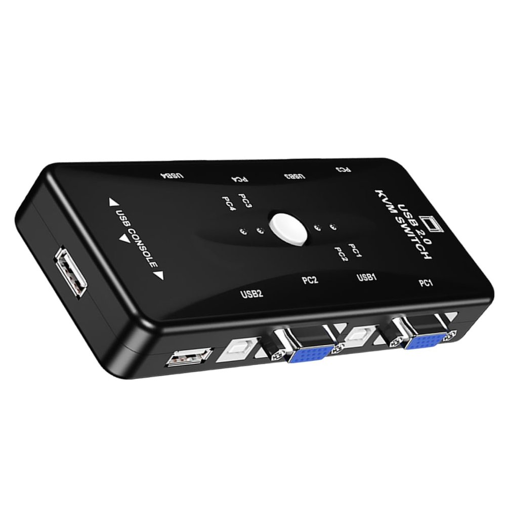 OSALADI Port USB Keyboard Mouse Sharing Printer Support Video Splitter for Efficient Multi-Computer Control Compact Design for Use