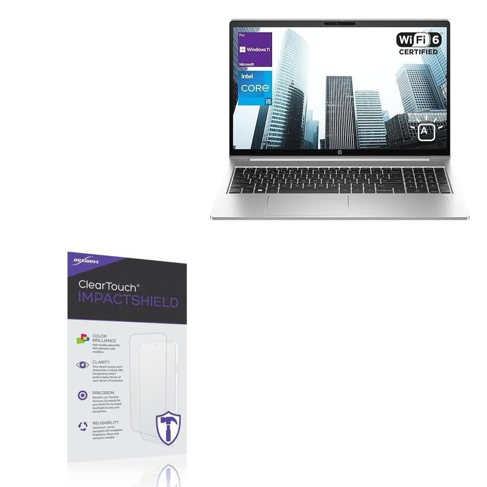 BoxWave Screen Protector Compatible with HP ProBook 450 G10 (15.6 in) - ClearTouch ImpactShield (2-Pack), Impenetrable Screen Protector Flexible Film