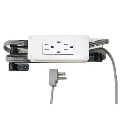 Compact (2) PD30W USB-C (2) 15 Amp in-Drawer Docking Station Outlet Plugs with Retractable Arm, White