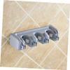Holibanna Wall Mounted Mop and Broom Holder Positions Hooks Easy to Install Multi-purpose Organizer for Kitchen and Bathroom Abs Plastic Grey view 2
