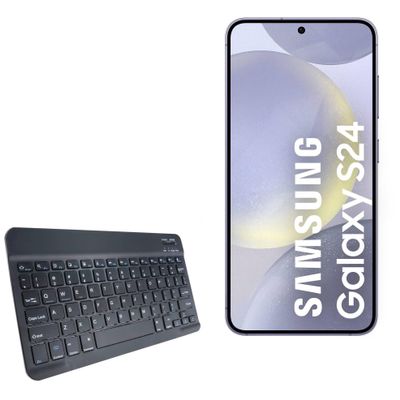 BoxWave Keyboard Compatible With Samsung Galaxy S24+ - SlimKeys Bluetooth Keyboard, Portable Thin with Chiclet-Style Keys - Jet Black
