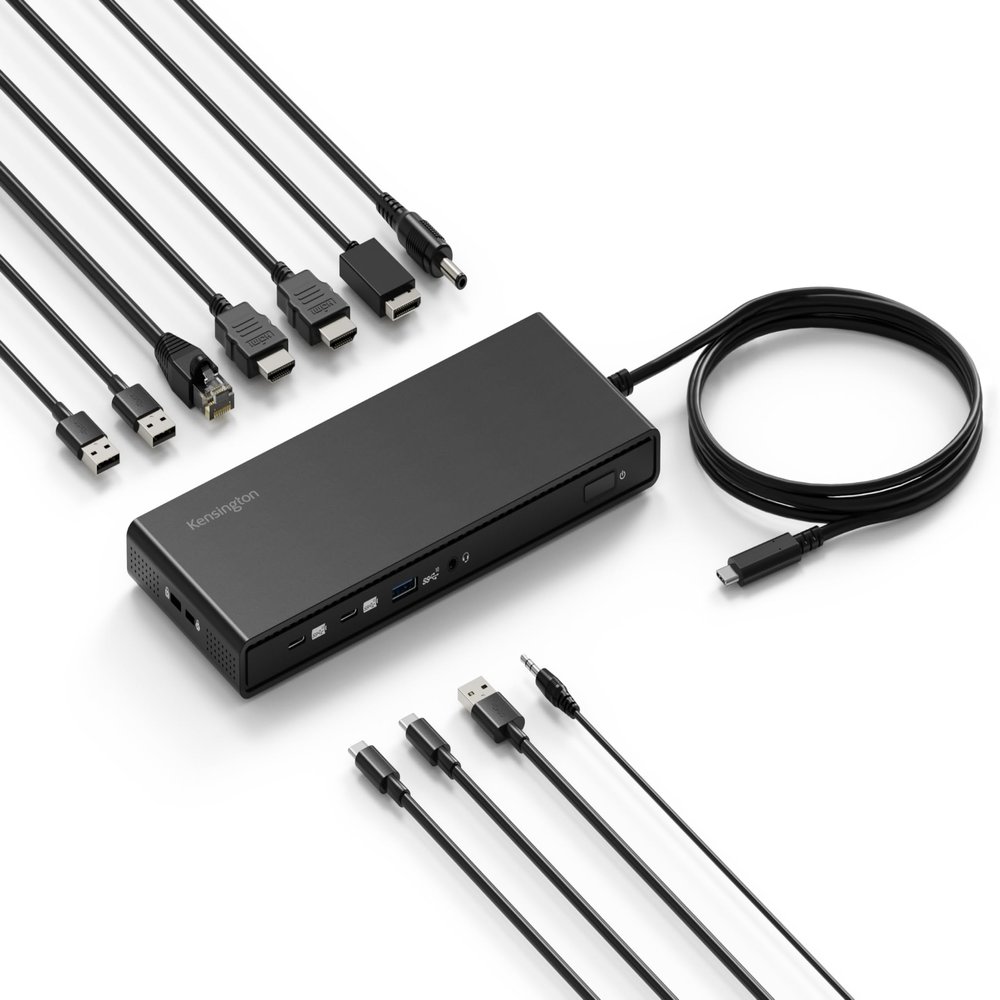 KENSINGTON SD4842P - USB-C Docking Station with 3 HD Video Outputs (1080p @ 120Hz), 100W Power, 5 USB Plug & Charge Ports, External Shell Made with 73% Recycled Materials (K32810EU), Black