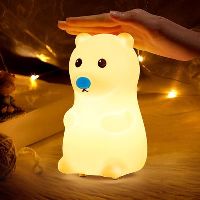 SHOPPOFOBIX Cute Bear Night Light for Kids,Nursery Silicone Night Light,7-Color Changing Lamp,Room Decor, Gifts for Toddler Children Teenage Girls Valentine's Day (Panda Light-1) (Polar Bear)