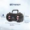 Emerson EPB-3005 Retro Portable Boombox CD Player, AM/FM Radio, Bluetooth, USB, LED Display, Aux-in, Headphone Jack, Battery or AC Powered, Classic Entertainment for Home & Outdoors view 3