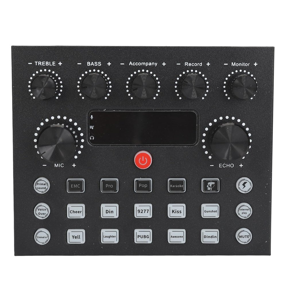 Live Sound Card, Audio Mixer USB External Sound Card with Dual Microphone Ports, Sound Card Live Broadcast KTV Sound Card for Live KTV Voice Chat
