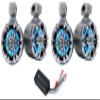 Rockville WB50KLS Silver Bundle: (4) 5.25 in 125W RMS/250W Peak LED Marine Wakeboard Tower Speakers, PS40 IP65 Bluetooth 4-Channel Amplifier for ATV/UTV/RZR, Polished Silver Finish, 5-Items view 1