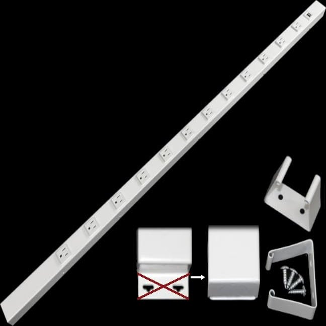48 Hardwired Power Strip (NO Power Cord), 12 Vertical Outlets (NOT Tamper Resistant), NO Ears (Without mounting tabs), 15A (NOT a 20 Amp Unit), with USB, White