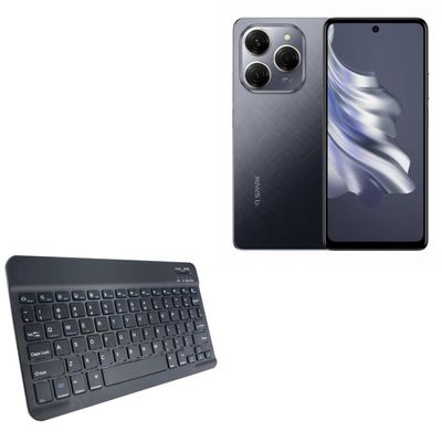 BoxWave Keyboard Compatible with Tecno Spark 20 Pro - SlimKeys Bluetooth Keyboard, Portable Thin with Chiclet-Style Keys - Jet Black