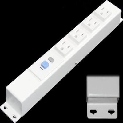 12" Hardwired Power Strip (NO Power Cord), 4 Tamper Resistant Outlets (NEMA 5-15R - NOT 20Amp), ALCI - Electric Leak Protection Enabled, with Ears (with mounting tabs on Both Ends), White