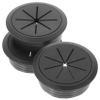 Cord Hole Plugs for Office Desks, Plastic 3 Pack Black view 1