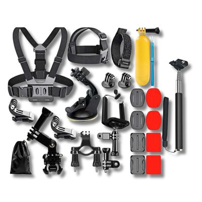 THE PERFECT PART Action Camera Accessory 27-Piece Kit for GoPro Hero Black Sliver 11 10 9 8 7 6 5 4 Session Max Akaso Xiaomi Accessories Tripod Head Chest Bike Mount with Case