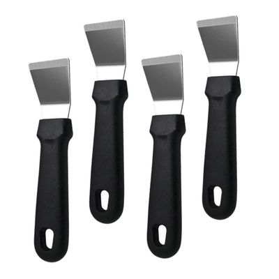 4Pcs Stainless Steel Cleaning Scraper Set for Tile Floors and Labels