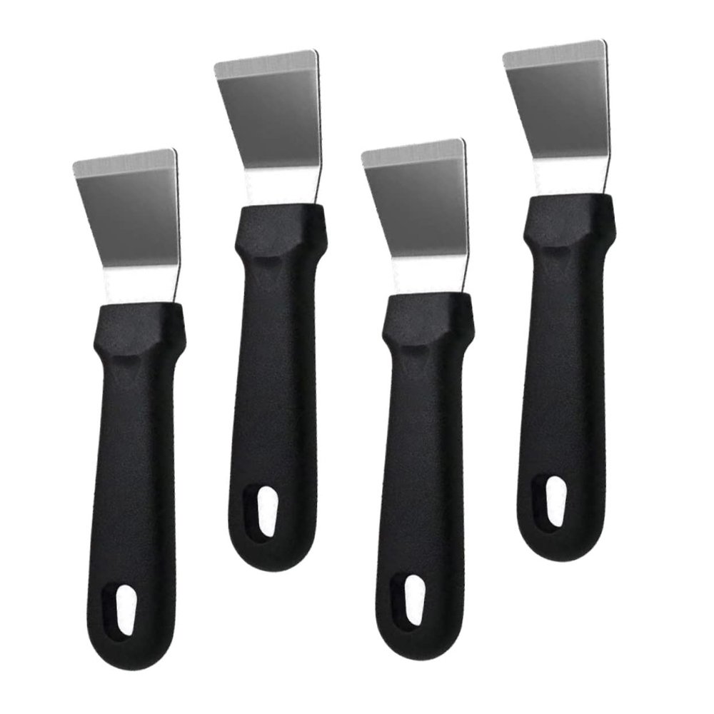 4Pcs Stainless Steel Cleaning Scraper Set for Tile Floors and Labels