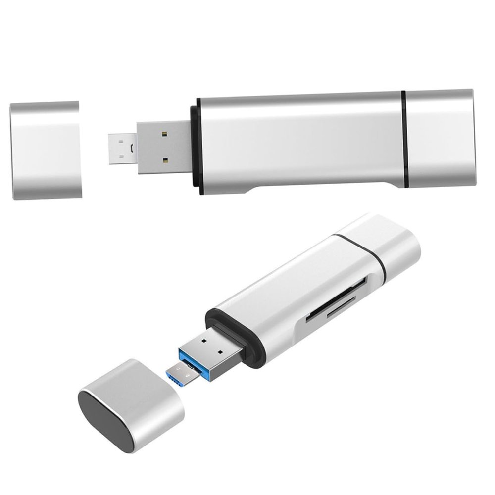 ETHZZLE Type-c Dual-Function Card Reader Silver OTG Memory Adapter for and USB- Compact and Portable Supports Cards Transfer