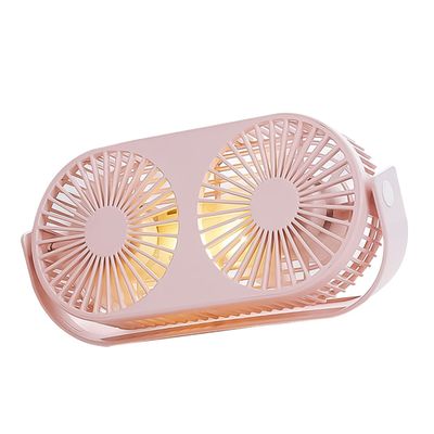 Hemoton 1pc Portable Abs Silicone Double Head Fan Usb Charging and Led Night Light for Home Office Mini Tabletop Handheld Fan Pink Battery