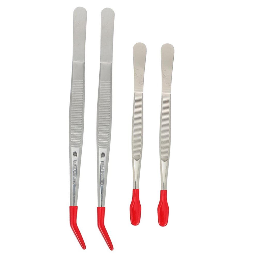 Angoily 4pcs Stainless Steel Tweezers Tips Straight and Elbow Precision Tools for Home and Craft Use