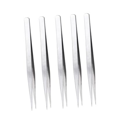 Beatifufu 10pc Straight Pointed Stainless Steel Tweezers Sewing Machine Clip Lash Tools Craft Hardware