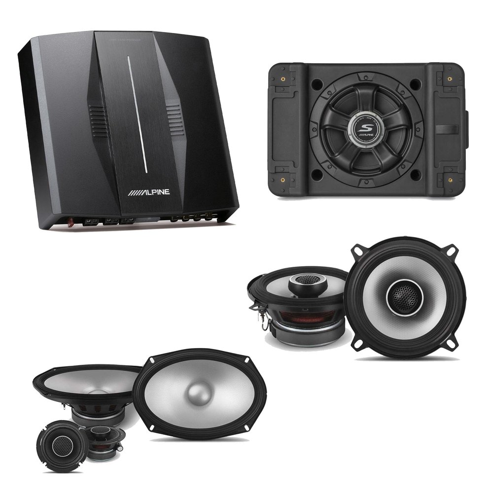 Alpine PXE-C80-88 OPTIM8 8-Channel Hi-Res DSP Amplifier w/SS-SB12 Subwoofer, S2-S69C & S2-S50 Bundle