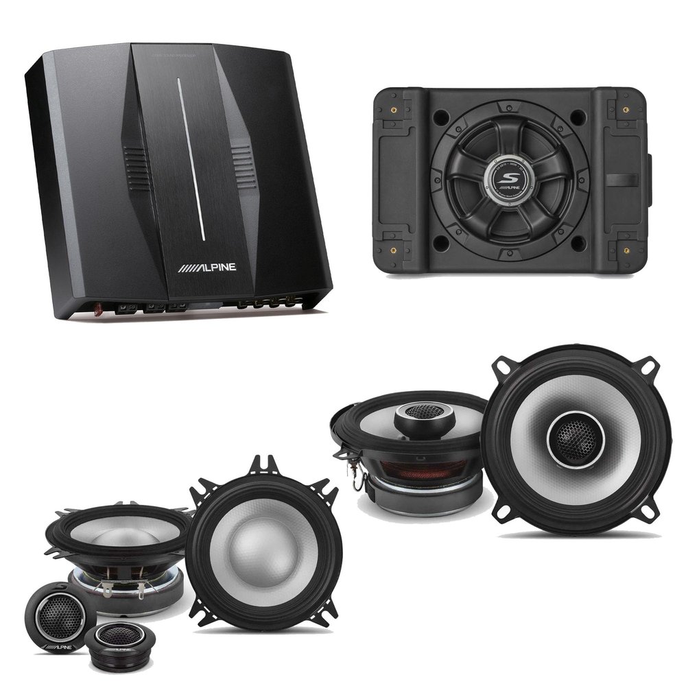 Alpine PXE-C80-88 OPTIM8 8-Channel Hi-Res DSP Amplifier w/SS-SB10 Subwoofer, S2-S40C & S2-S50 Bundle