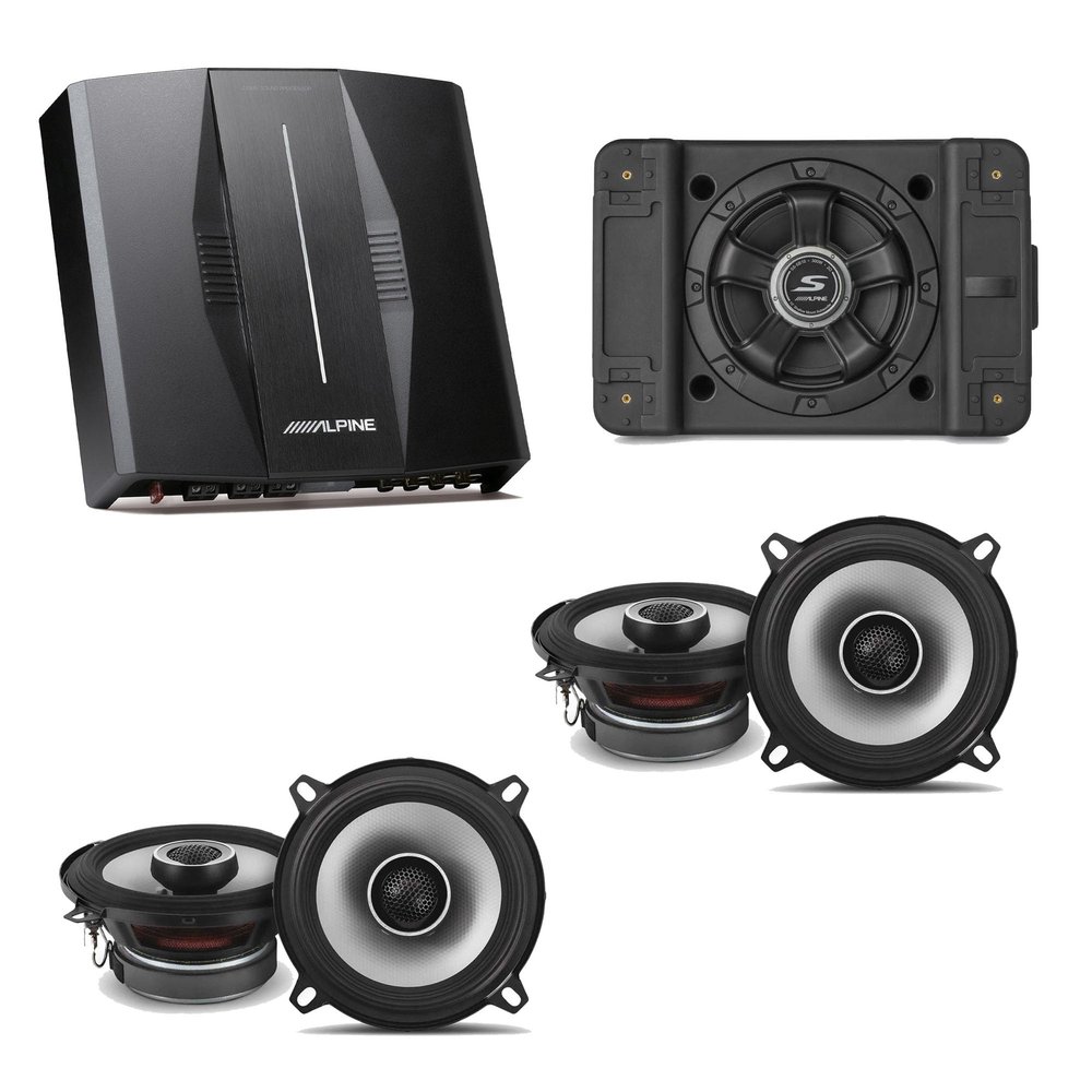 Alpine PXE-C80-88 OPTIM8 8-Channel Hi-Res DSP Amplifier w/SS-SB12 Subwoofer, (2) S2-S50 Bundle