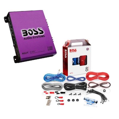 BOSS Audio Systems Monoblock Amplifier + 8 Gauge Wiring Kit