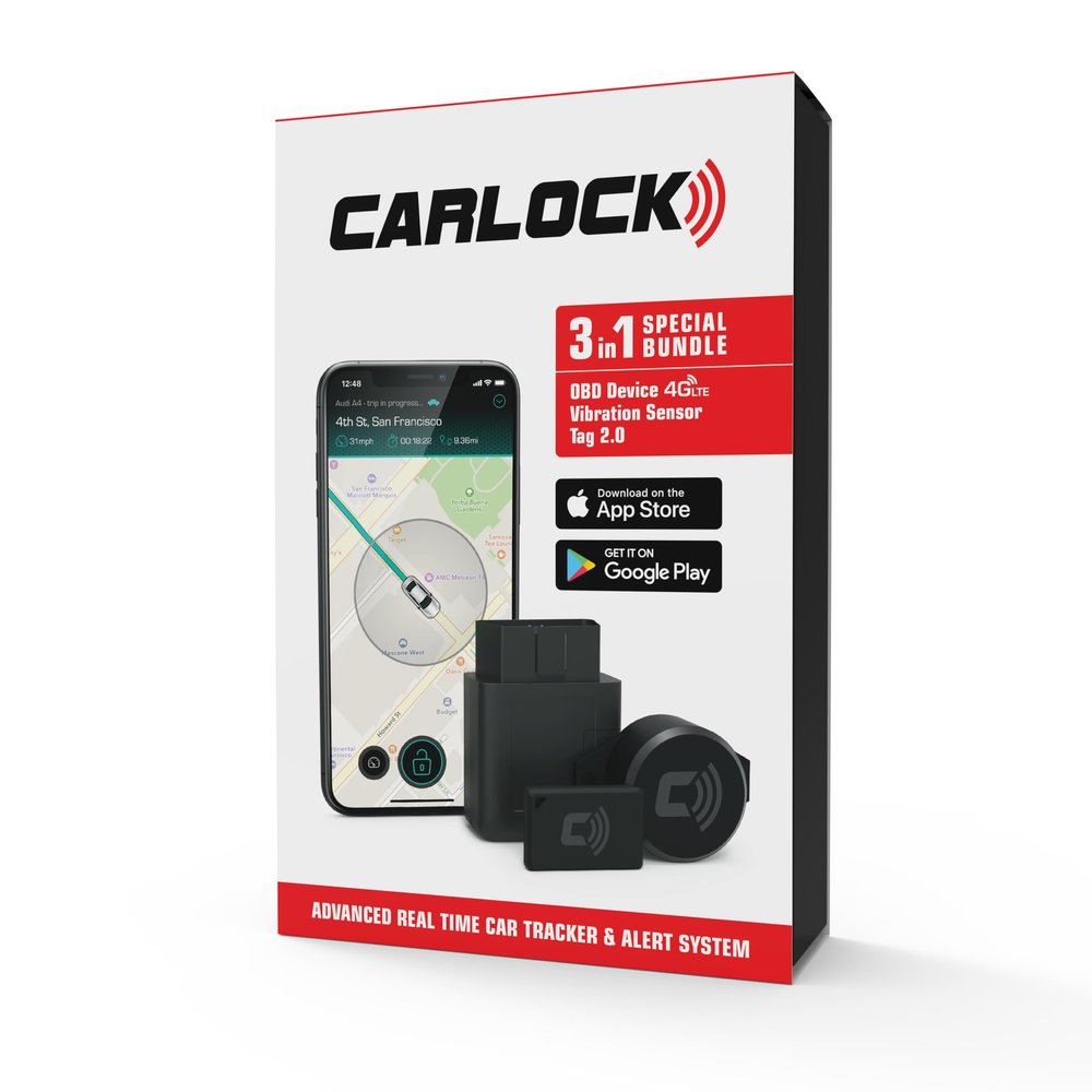 CARLOCK Ultimate Security Bundle 2.0: Real-Time Tracker, Alarm, Bluetooth Vibration Sensor & TAG Accessory. Total car Protection in one Powerful Package!