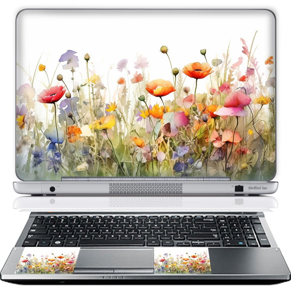 11.6 12 Inch Laptop Skin Sticker Cover Premium Sticker Cover Art Decal Decorative (Included 2 Wrist Pad Skins) - Wild Flowers