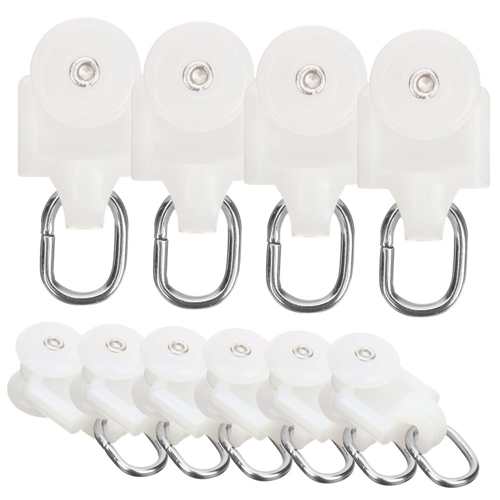 FUNOMOCYA Curtain Track Pulley Set 10pcs Metal Plastic Track Rollers for Ceiling and Rv Curtains Glider Hooks