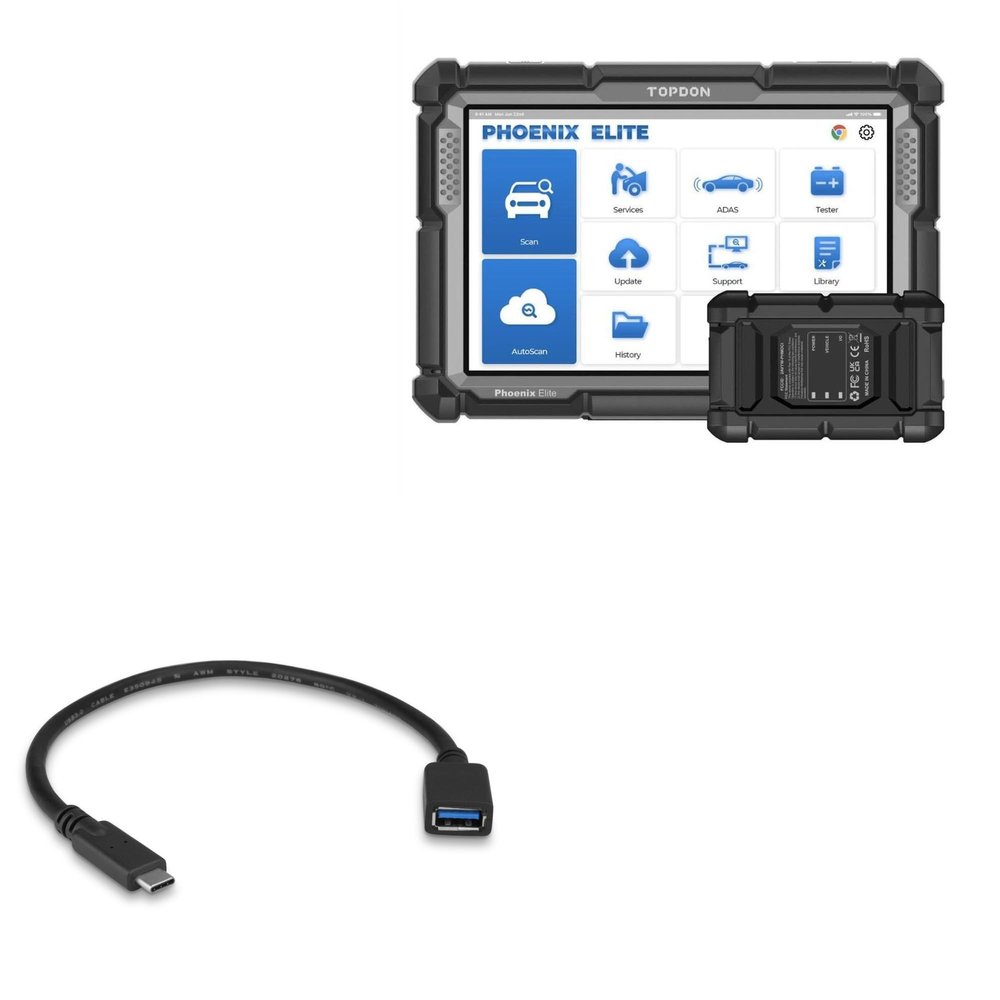 BoxWave Cable Compatible with Topdon Phoenix Elite (10.1 in) - USB Expansion Adapter, Add USB Connected Hardware to Your Phone