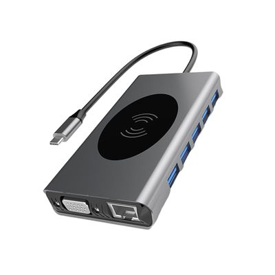 ARTIBETTER USB Hub Pd Rapid Charging Docking Station with Type-c to USB Vga Gigabit Ethernet and Audio Adapter for Home Use Supports Video and Data Transfer