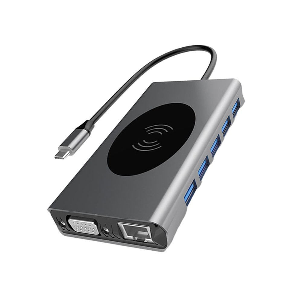 ARTIBETTER USB Hub Pd Rapid Charging Docking Station with Type-c to USB Vga Gigabit Ethernet and Audio Adapter for Home Use Supports Video and Data Transfer